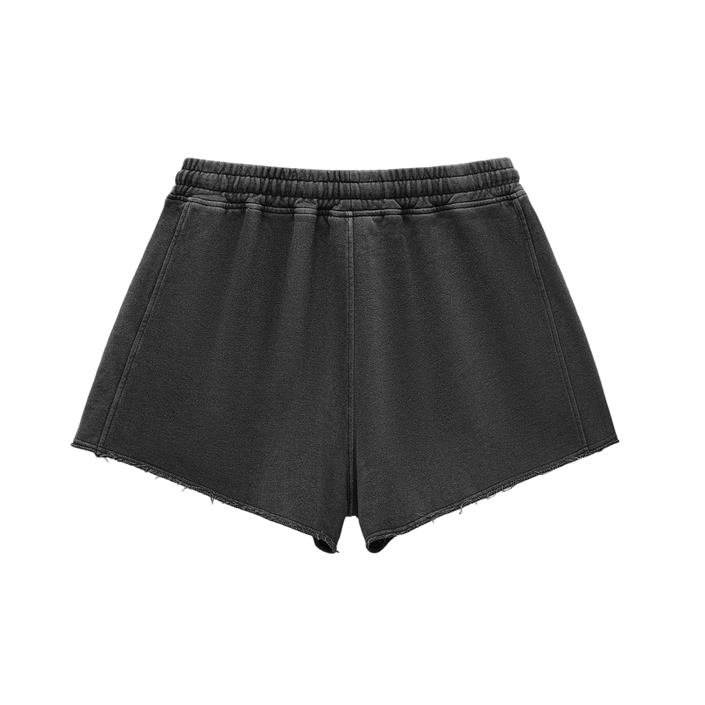 Snow Washed Raw Edge Drawstring Doll Shorts