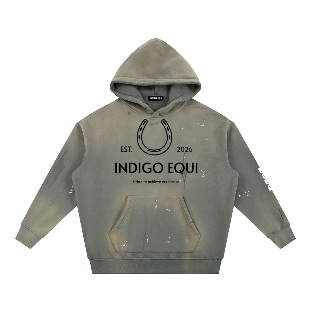 YEAR OF THE HORSE Vintage Washed Frayed Fleece Hoodie